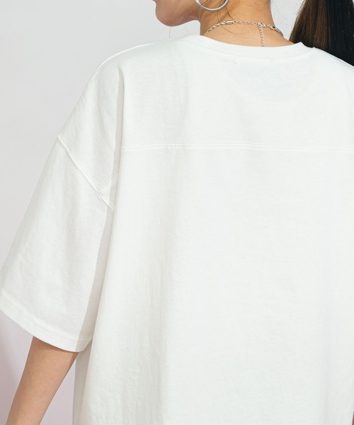 bohmal（ボマール）の「フットボールプリントロゴTシャツ（Tシャツ/カットソー・レディース・オフホワイト/ブラック・FREE）」の15枚目の写真