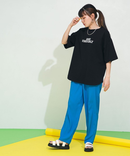 bohmal（ボマール）の「フットボールプリントロゴTシャツ（Tシャツ/カットソー・レディース・オフホワイト/ブラック・FREE）」の12枚目の写真