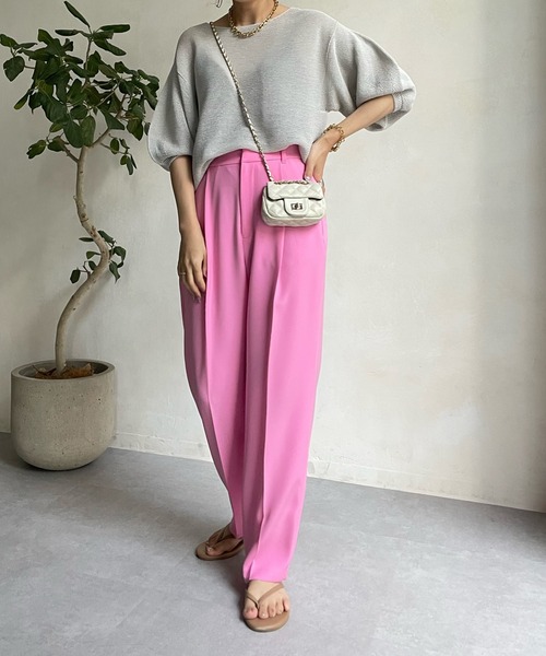 DouDou（ドゥドゥ）の「NEW タックセンタープレスパンツ（その他パンツ・レディース・オレンジ/ブルー/ピンク・38/36）」の4枚目の写真