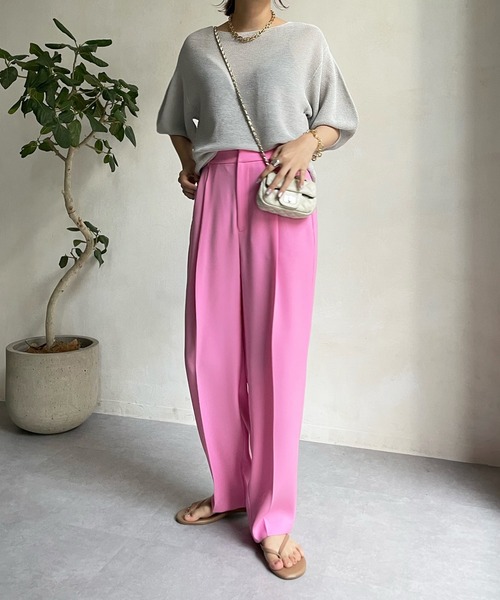 DouDou（ドゥドゥ）の「NEW タックセンタープレスパンツ（その他パンツ・レディース・オレンジ/ブルー/ピンク・38/36）」の5枚目の写真