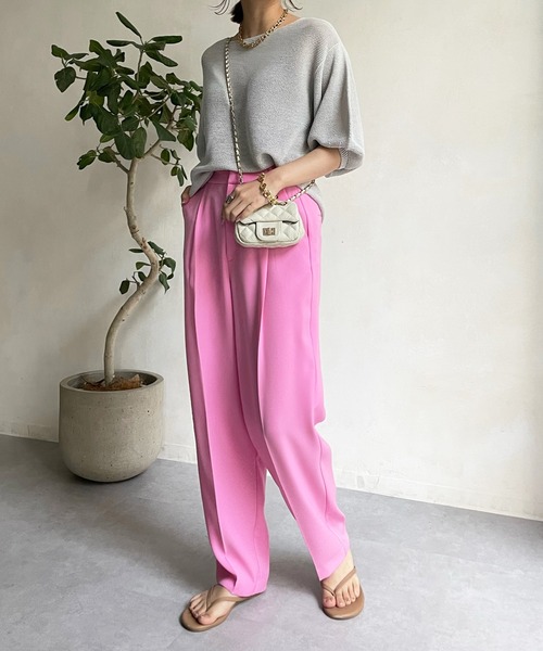 DouDou（ドゥドゥ）の「NEW タックセンタープレスパンツ（その他パンツ・レディース・オレンジ/ブルー/ピンク・38/36）」の7枚目の写真