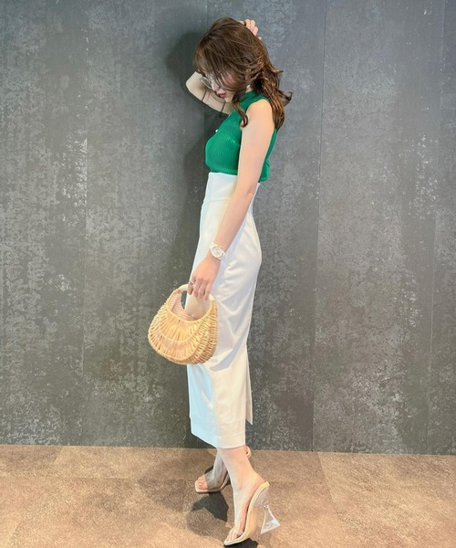 EIMY ISTOIRE（エイミーイストワール）の「コンパクトリブニットトップス（ニット/セーター・レディース・アイボリー/ブラック/ピンク/テラコッタ/ラベンダー/グリーン/ミント/イエロー/サックスブルー・FREE）」の21枚目の写真