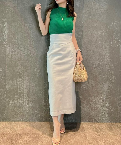 EIMY ISTOIRE（エイミーイストワール）の「コンパクトリブニットトップス（ニット/セーター・レディース・アイボリー/ブラック/ピンク/テラコッタ/ラベンダー/グリーン/ミント/イエロー/サックスブルー・FREE）」の20枚目の写真