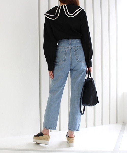 MODE ROBE(モードローブ)の「ストレートデニムパンツ(デニムパンツ・レディース・ブルー/ライトブルー・S/M)」の10枚目の写真