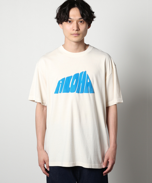 SALVAGE PUBLIC(サルベージパブリック)の「【SALVAGE PUBLIC/サルベージパブリック×JS】別注 ピグメント Tシャツ“Aloha”(Tシャツ/カットソー・メンズ・ブラック/アイボリー・LARGE/MEDIUM)」の4枚目の写真