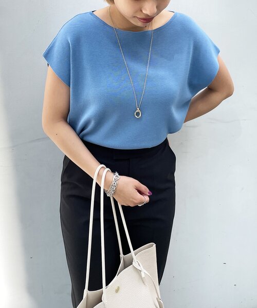 OPAQUE.CLIP（オペークドットクリップ）の「◆アセテートコットン ボートネックニット【マルチファンクション/WEB限定サイズ】（ニット/セーター・レディース・ホワイト系その他3/ブラック/ブルー/ピンク系/ホワイト系/ライトベージュ/ブラウン系その他/ライトグリーン・34/42/36/40/38）」の12枚目の写真