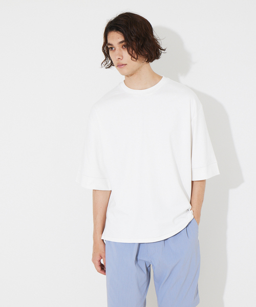 ABAHOUSE(アバハウス)の「ドロップショルダー 五分袖 メローロック Tシャツ(Tシャツ/カットソー・メンズ・ブラック/ホワイト/レモンイエロー/ライトブルー/ブラウン/セージグリーン・46/48)」の2枚目の写真