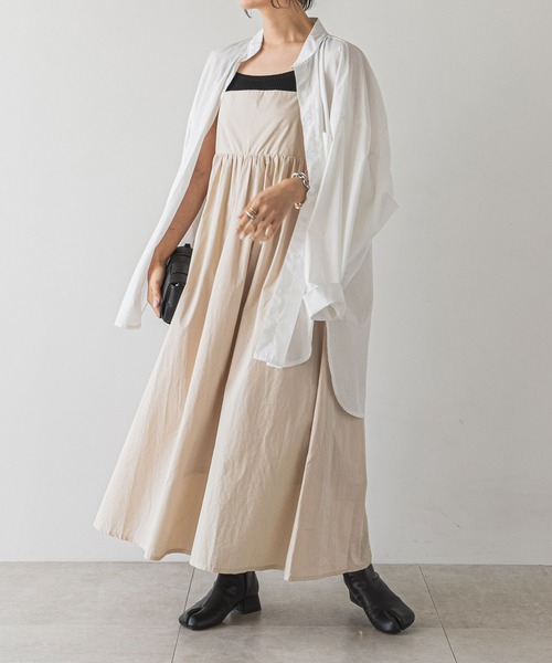 rectangle（レクタングル）の「ギャザーキャミワンピース（ワンピース・レディース・ブラック/ベージュ/オフホワイト・FREE）」の3枚目の写真