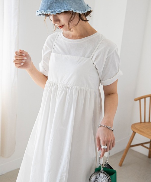 rectangle（レクタングル）の「ギャザーキャミワンピース（ワンピース・レディース・ブラック/ベージュ/オフホワイト・FREE）」の4枚目の写真