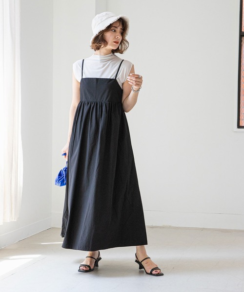 rectangle（レクタングル）の「ギャザーキャミワンピース（ワンピース・レディース・ブラック/ベージュ/オフホワイト・FREE）」の19枚目の写真