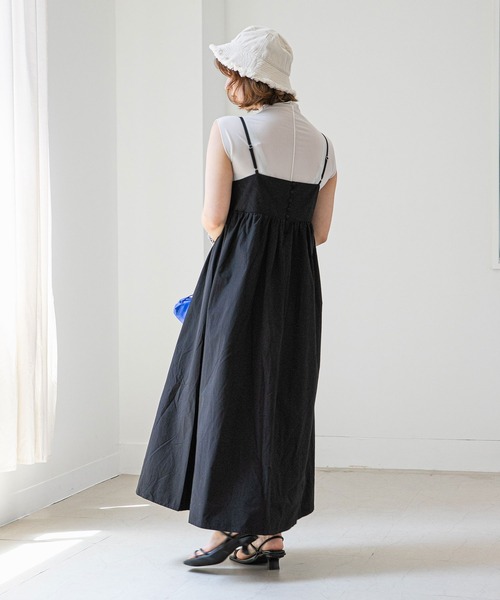 rectangle（レクタングル）の「ギャザーキャミワンピース（ワンピース・レディース・ブラック/ベージュ/オフホワイト・FREE）」の16枚目の写真