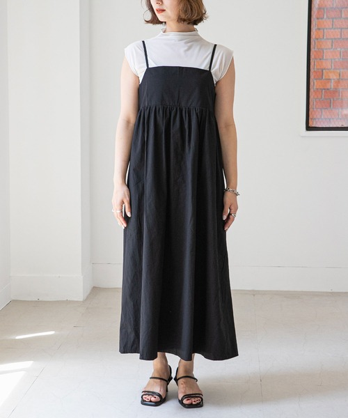 rectangle（レクタングル）の「ギャザーキャミワンピース（ワンピース・レディース・ブラック/ベージュ/オフホワイト・FREE）」の17枚目の写真