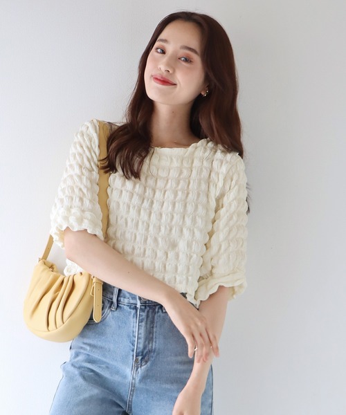 BLUEEAST（ブルーイースト）の「ポップコーンブラウス（シャツ/ブラウス・レディース・ブラック/ブルー/アイボリー・MEDIUM）」の2枚目の写真