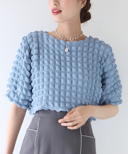 BLUEEAST（ブルーイースト）の「ポップコーンブラウス（シャツ/ブラウス・レディース・ブラック/ブルー/アイボリー・MEDIUM）」の13枚目の写真