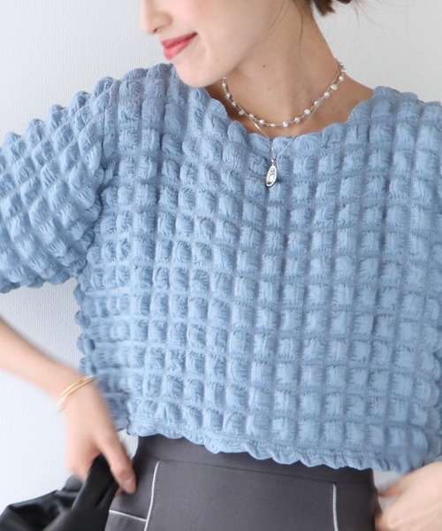 BLUEEAST（ブルーイースト）の「ポップコーンブラウス（シャツ/ブラウス・レディース・ブラック/ブルー/アイボリー・MEDIUM）」の14枚目の写真