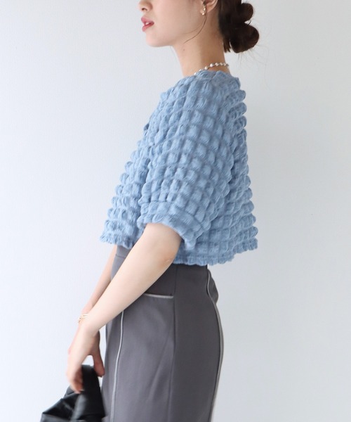 BLUEEAST（ブルーイースト）の「ポップコーンブラウス（シャツ/ブラウス・レディース・ブラック/ブルー/アイボリー・MEDIUM）」の15枚目の写真