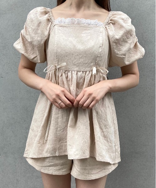 TITTY&CO.(ティティーアンドコー)の「【TITTY&CO.】コットンレースセットアップ(ワンピース・レディース・ライトブルー/ブラック/ベージュ・FREE)」の1枚目の写真