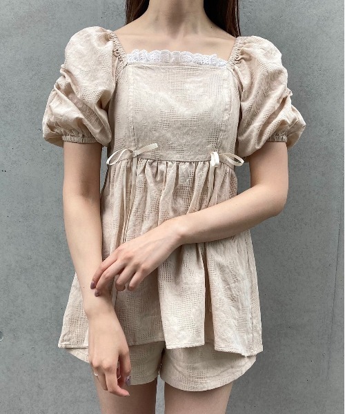 TITTY&CO.(ティティーアンドコー)の「【TITTY&CO.】コットンレースセットアップ(ワンピース・レディース・ライトブルー/ブラック/ベージュ・FREE)」の14枚目の写真