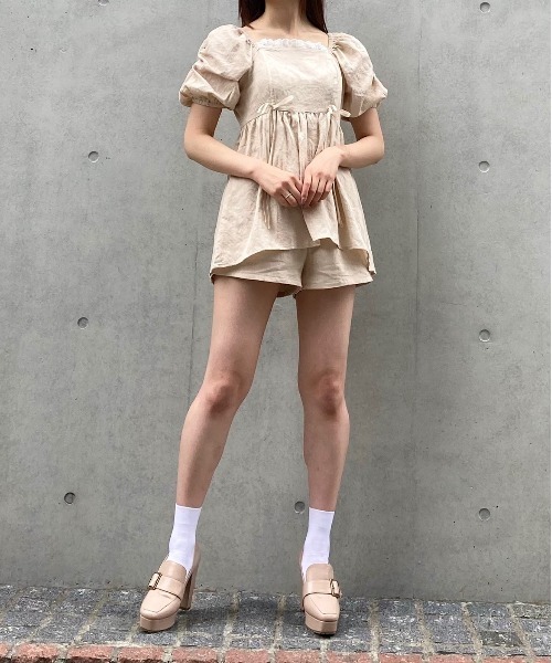 TITTY&CO.(ティティーアンドコー)の「【TITTY&CO.】コットンレースセットアップ(ワンピース・レディース・ライトブルー/ブラック/ベージュ・FREE)」の16枚目の写真