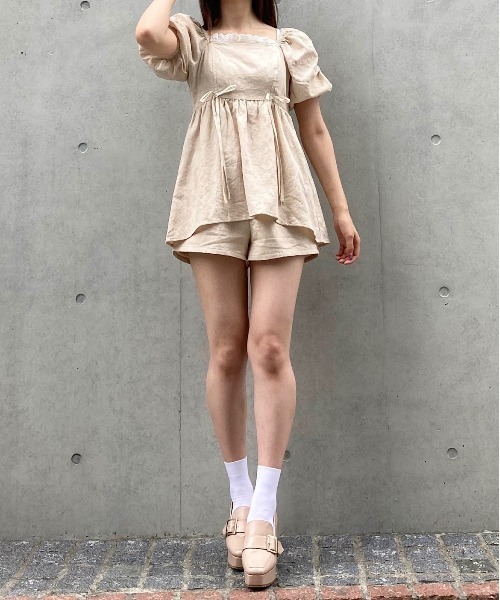 TITTY&CO.(ティティーアンドコー)の「【TITTY&CO.】コットンレースセットアップ(ワンピース・レディース・ライトブルー/ブラック/ベージュ・FREE)」の18枚目の写真