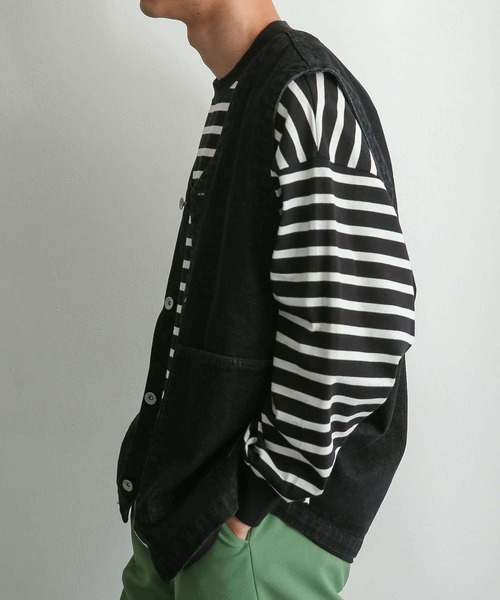 SENSE OF PLACE by URBAN RESEARCH（センスオブプレイスバイアーバンリサーチ）の「『ユニセックス』 Vネックデニムベスト（ベスト・メンズ・ブラック/インディゴブルー・MEDIUM/LARGE）」の8枚目の写真