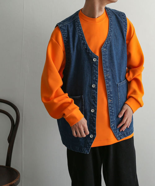 SENSE OF PLACE by URBAN RESEARCH（センスオブプレイスバイアーバンリサーチ）の「『ユニセックス』 Vネックデニムベスト（ベスト・メンズ・ブラック/インディゴブルー・MEDIUM/LARGE）」の20枚目の写真