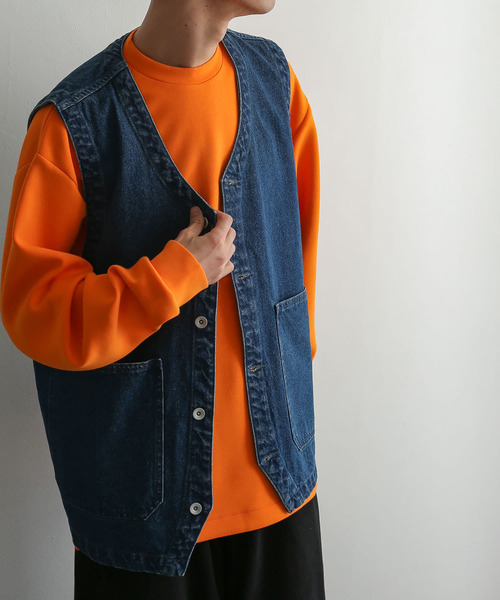 SENSE OF PLACE by URBAN RESEARCH（センスオブプレイスバイアーバンリサーチ）の「『ユニセックス』 Vネックデニムベスト（ベスト・メンズ・ブラック/インディゴブルー・MEDIUM/LARGE）」の22枚目の写真