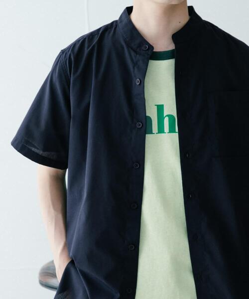 ITEMS URBANRESEARCH（アイテムズ アーバンリサーチ）の「『UR TECH Smart Linen Touch』ハイパフォーマンスリネン バンドカラーシャツ（シャツ/ブラウス・メンズ・ネイビー/グリーン/ストライプ/ロイヤルブルー・MEDIUM/LARGE）」の2枚目の写真