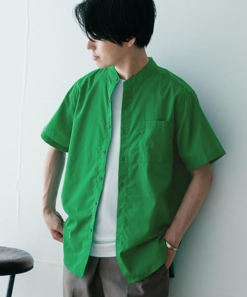 ITEMS URBANRESEARCH（アイテムズ アーバンリサーチ）の「『UR TECH Smart Linen Touch』ハイパフォーマンスリネン バンドカラーシャツ（シャツ/ブラウス・メンズ・ネイビー/グリーン/ストライプ/ロイヤルブルー・MEDIUM/LARGE）」の7枚目の写真