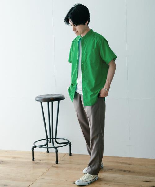 ITEMS URBANRESEARCH（アイテムズ アーバンリサーチ）の「『UR TECH Smart Linen Touch』ハイパフォーマンスリネン バンドカラーシャツ（シャツ/ブラウス・メンズ・ネイビー/グリーン/ストライプ/ロイヤルブルー・MEDIUM/LARGE）」の8枚目の写真