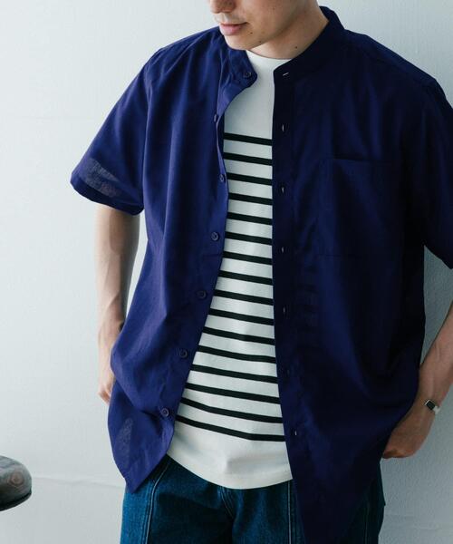 ITEMS URBANRESEARCH（アイテムズ アーバンリサーチ）の「『UR TECH Smart Linen Touch』ハイパフォーマンスリネン バンドカラーシャツ（シャツ/ブラウス・メンズ・ネイビー/グリーン/ストライプ/ロイヤルブルー・MEDIUM/LARGE）」の14枚目の写真