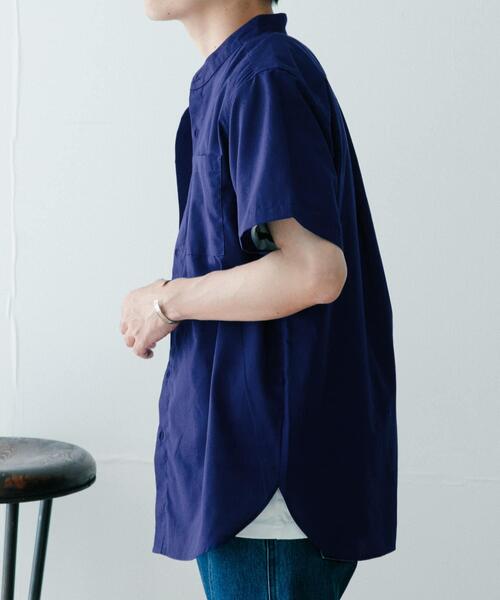 ITEMS URBANRESEARCH（アイテムズ アーバンリサーチ）の「『UR TECH Smart Linen Touch』ハイパフォーマンスリネン バンドカラーシャツ（シャツ/ブラウス・メンズ・ネイビー/グリーン/ストライプ/ロイヤルブルー・MEDIUM/LARGE）」の15枚目の写真