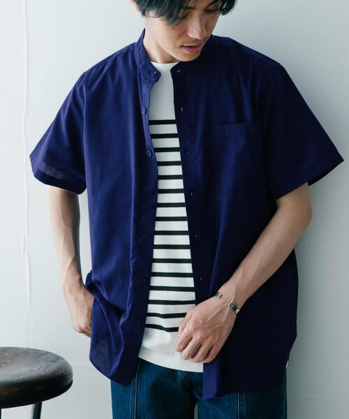 ITEMS URBANRESEARCH（アイテムズ アーバンリサーチ）の「『UR TECH Smart Linen Touch』ハイパフォーマンスリネン バンドカラーシャツ（シャツ/ブラウス・メンズ・ネイビー/グリーン/ストライプ/ロイヤルブルー・MEDIUM/LARGE）」の17枚目の写真