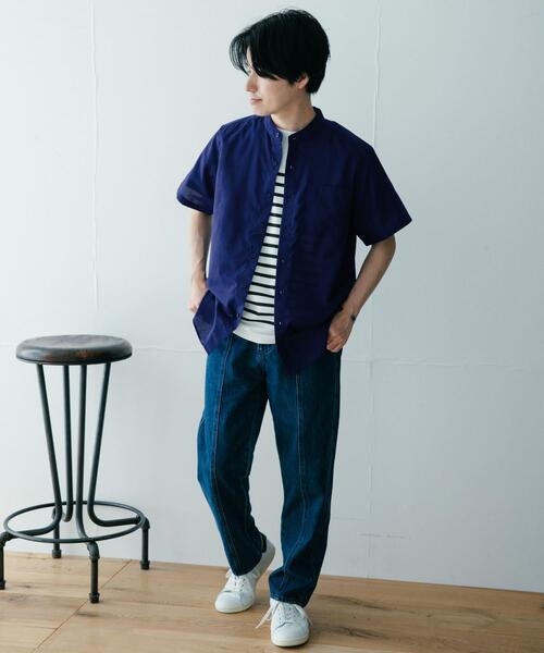 ITEMS URBANRESEARCH（アイテムズ アーバンリサーチ）の「『UR TECH Smart Linen Touch』ハイパフォーマンスリネン バンドカラーシャツ（シャツ/ブラウス・メンズ・ネイビー/グリーン/ストライプ/ロイヤルブルー・MEDIUM/LARGE）」の19枚目の写真