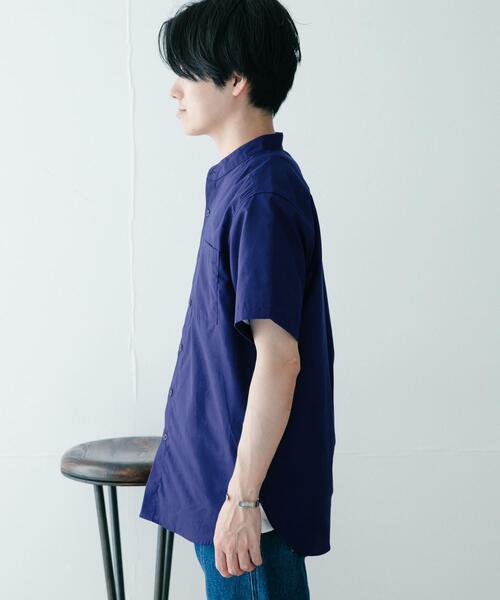 ITEMS URBANRESEARCH（アイテムズ アーバンリサーチ）の「『UR TECH Smart Linen Touch』ハイパフォーマンスリネン バンドカラーシャツ（シャツ/ブラウス・メンズ・ネイビー/グリーン/ストライプ/ロイヤルブルー・MEDIUM/LARGE）」の21枚目の写真