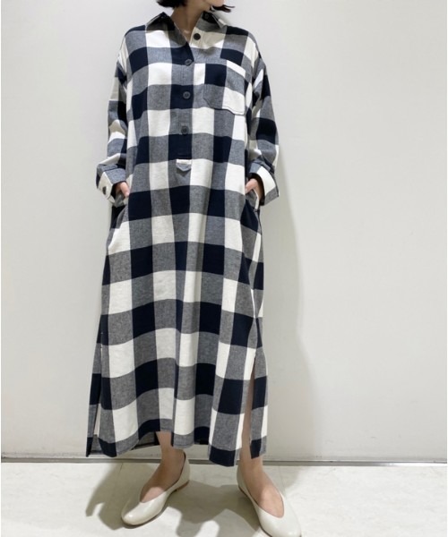 Joel Robuchon チェックネルシャツワンピース JoelRobuchon】チェックネルシャツワンピース