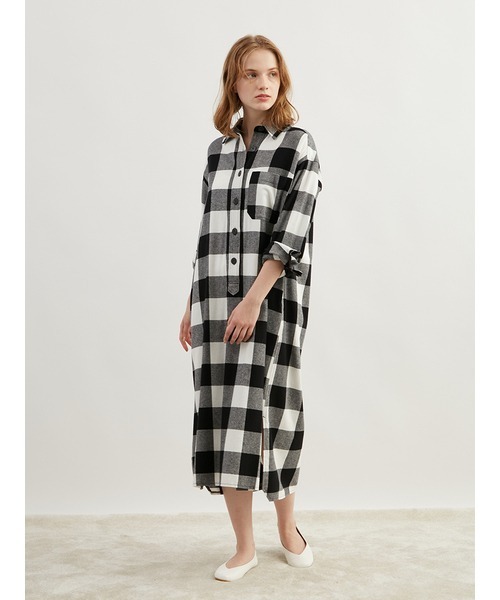 Joel Robuchon チェックネルシャツワンピース JoelRobuchon】チェックネルシャツワンピース