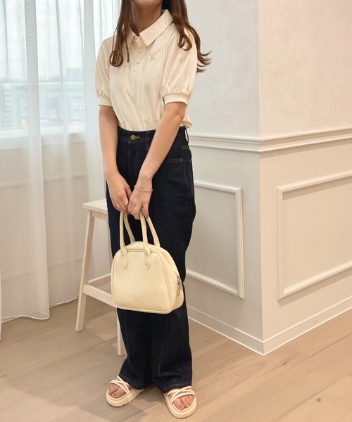 apres jour（アプレジュール）の「ちびロゴパフスリーブポロTシャツ【ZOZOTOWN限定アイテム】（ポロシャツ・レディース・ライトピンク/アイボリー/ネイビー・フリー/X-LARGE）」の10枚目の写真