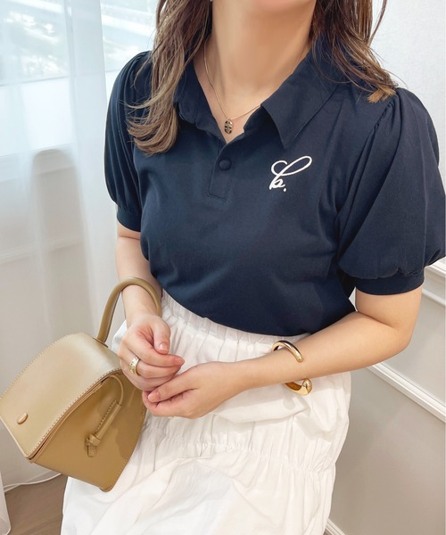 apres jour（アプレジュール）の「ちびロゴパフスリーブポロTシャツ【ZOZOTOWN限定アイテム】（ポロシャツ・レディース・ライトピンク/アイボリー/ネイビー・フリー/X-LARGE）」の11枚目の写真