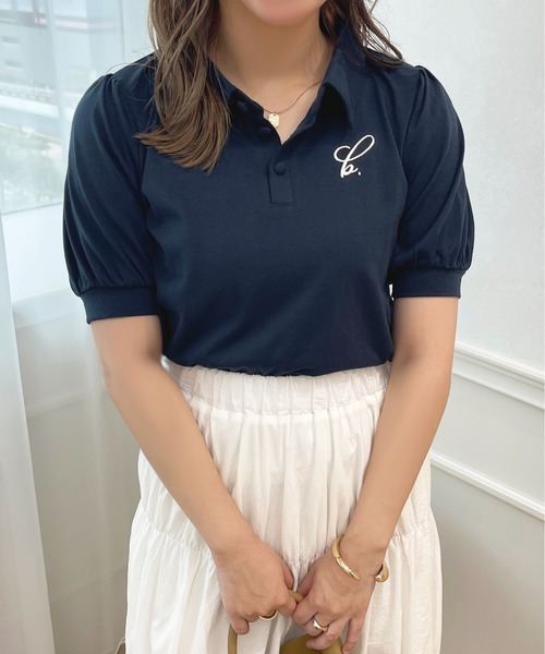 apres jour（アプレジュール）の「ちびロゴパフスリーブポロTシャツ【ZOZOTOWN限定アイテム】（ポロシャツ・レディース・ライトピンク/アイボリー/ネイビー・フリー/X-LARGE）」の12枚目の写真