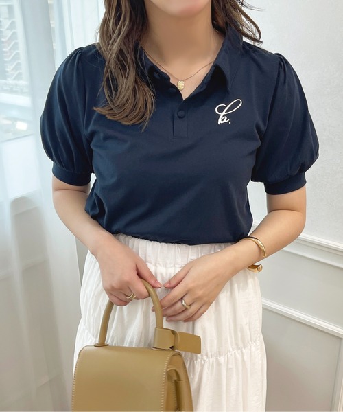 apres jour（アプレジュール）の「ちびロゴパフスリーブポロTシャツ【ZOZOTOWN限定アイテム】（ポロシャツ・レディース・ライトピンク/アイボリー/ネイビー・フリー/X-LARGE）」の13枚目の写真