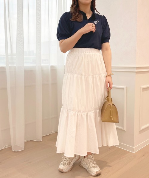 apres jour（アプレジュール）の「ちびロゴパフスリーブポロTシャツ【ZOZOTOWN限定アイテム】（ポロシャツ・レディース・ライトピンク/アイボリー/ネイビー・フリー/X-LARGE）」の16枚目の写真