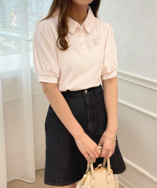 apres jour（アプレジュール）の「ちびロゴパフスリーブポロTシャツ【ZOZOTOWN限定アイテム】（ポロシャツ・レディース・ライトピンク/アイボリー/ネイビー・フリー/X-LARGE）」の18枚目の写真