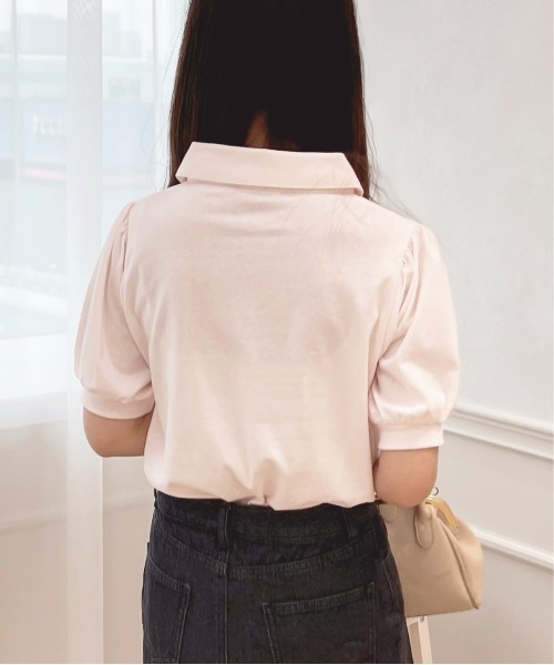 apres jour（アプレジュール）の「ちびロゴパフスリーブポロTシャツ【ZOZOTOWN限定アイテム】（ポロシャツ・レディース・ライトピンク/アイボリー/ネイビー・フリー/X-LARGE）」の21枚目の写真