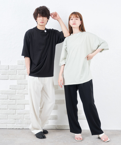 NIDO（ニド）の「if×NIDOモックネック半袖Ｔ（Tシャツ/カットソー・メンズ・グレイッシュベージュ/チャコールグレー・LARGE/MEDIUM）」の8枚目の写真