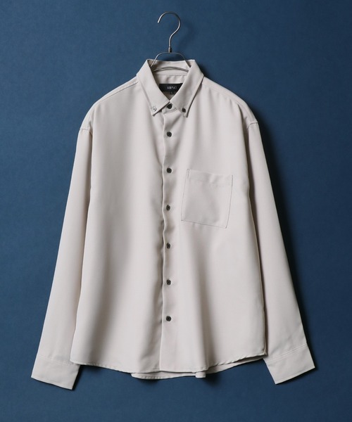 ANPAS(アンパス)の「ANPAS Twill Fabric Oversize Button Down Shirt/ANPAS 別注 ツイル オーバーサイズ ボタンダウンシャツ(シャツ/ブラウス・メンズ・ホワイト/チャコールグレー/ライトグレー/ブラック/ブルー/ワイン/グレイッシュベージュ・M/L)」の5枚目の写真