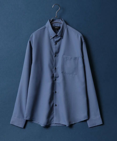 ANPAS(アンパス)の「ANPAS Twill Fabric Oversize Button Down Shirt/ANPAS 別注 ツイル オーバーサイズ ボタンダウンシャツ(シャツ/ブラウス・メンズ・ホワイト/チャコールグレー/ライトグレー/ブラック/ブルー/ワイン/グレイッシュベージュ・M/L)」の6枚目の写真