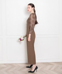 saa【LEJA】プチハイネック後ろリボンボレロ風オールインワン　Lサイズ Leja（レジャ）の「【LEJA】プチハイネック後ろリボンボレロ風花