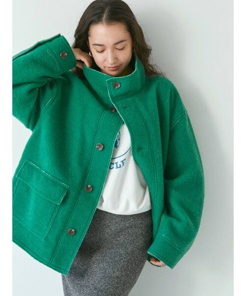 Ungrid（アングリッド）の「スライバーショートブルゾン（ブルゾン・レディース・ライトグレー/グリーン/オレンジ・FREE）」の4枚目の写真