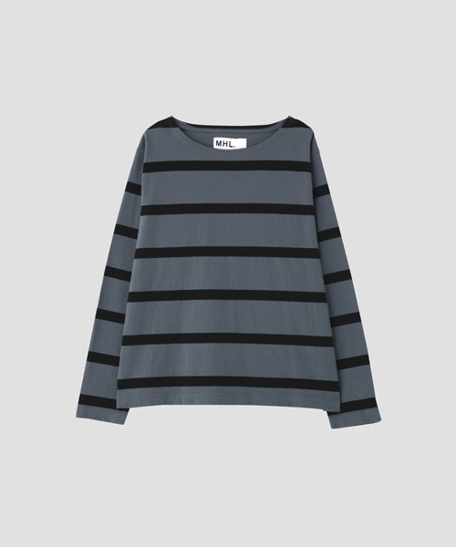 新製品情報も満載 MHL.（エムエイチエル）の「WIDE STRIPE DRY JERSEY（Tシャツ トップス